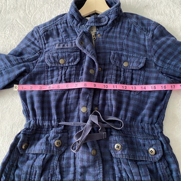 AEO Dark Blue Plaid Fitted Jacket - Picture 7 of 11